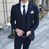 Seersucker Suit Gentleman Striped Suit Three-Piece Suit