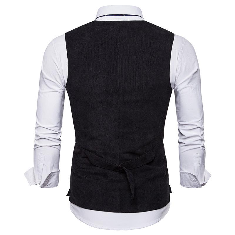 Tuxedo Vests Men Suit Vest Men's Corduroy Single-Breasted Vest Men's Suit Vest