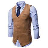 Tuxedo Vests Men Suit Vest Men's Corduroy Single-Breasted Vest Men's Suit Vest