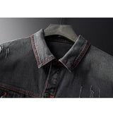 Cotton Solid Men's Denim Trucker Jacket Mens Spring Autumn Casual Slim Fit Bomber Jackets Men Jean Coat Men Outwear Male Cowboy Black