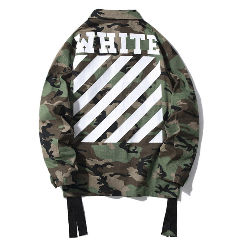 Off White Jacket Long Sleeve Autumn Shirt Autumn and Winter Ow Camouflage Embroidered Badge Jacket Men's Business Shirt Loose