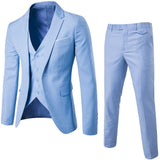 Seersucker Suit Slim Fit Men's Plaid Three-Piece Suit