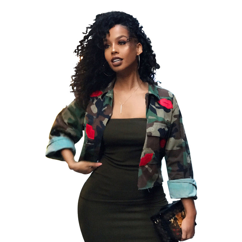 Nina Parker Camo Jacket Camouflage Element Shirt Jacket for Women