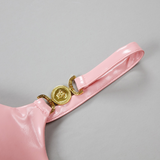 Emily Ratajkowski Dress PU Leather Slip Dress Two-Piece Set