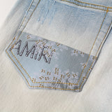 Amiri Jeans Casual Hip Hop Wash Splash-Ink Painted Slim Jeans Casual Fashionable 860