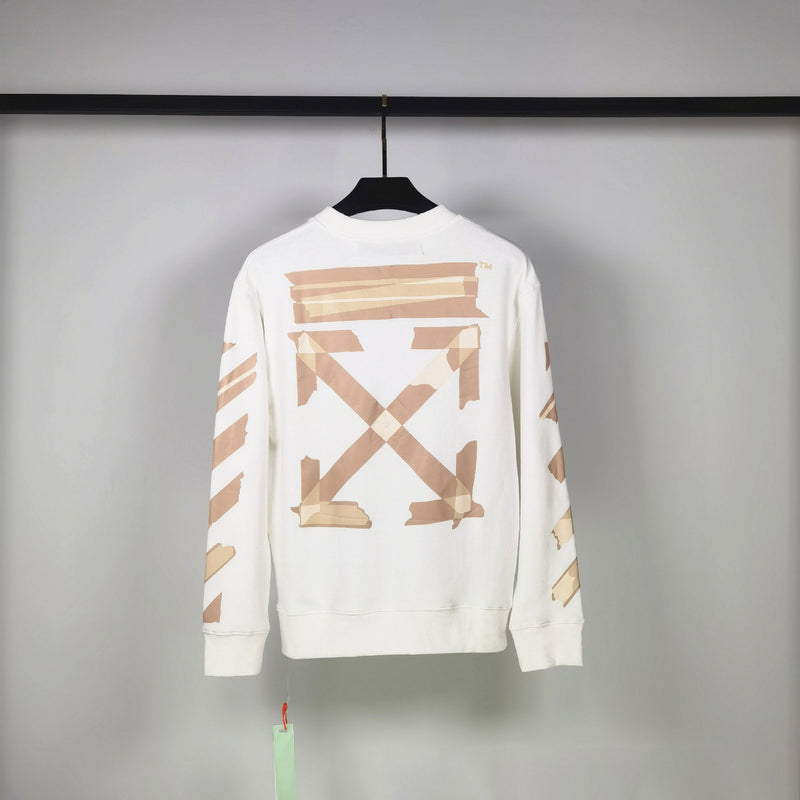 Off White Long Sleeve Round Neck Neck Sweatshirt Autumn And Winter Round Rubber Strip Crew Neck Pullover Sweatshirt Men And Women