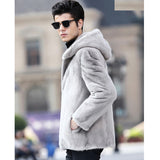 Beaver Coat Men's Fur Coat Fall Winter Hooded plus Size
