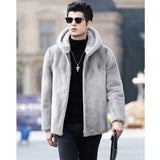 Beaver Coat Men's Fur Coat Fall Winter Hooded plus Size