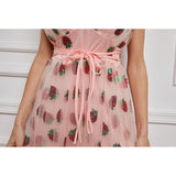 High Waist Sleeveless Strawberry Mesh Dress Casual Fashionable