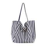 The Teacher Tote Vintage Handbag Simple and Fresh Striped Canvas Bag Fashion Large Capacity Women's Shoulder Bag