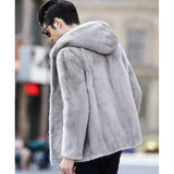 Beaver Coat Men's Fur Coat Fall Winter Hooded plus Size