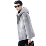 Beaver Coat Men's Fur Coat Fall Winter Hooded plus Size