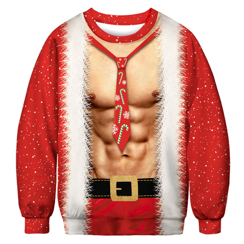 Ugly Christmas Sweater Digital Women's Printed Wear round Neck Long Sleeve Sweater