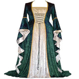 Vintage Empire Waist Dress Vintage Medieval Long Women's Dress with Bell Sleeves