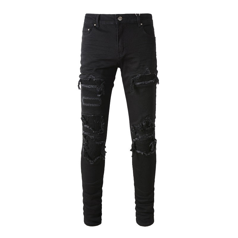Amiri Jeans Casual Hip Hop Wash Splash-Ink Painted Slim Jeans Casual Fashionable 8569