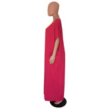 Women Plus Size Maxi Dresses Sexy Muslim Loose Stitching Maxi Dress