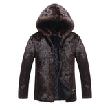 Beaver Coat Men Autumn and Winter Faux Mink Coat Hooded Men