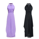 Prom Dresses Halter Beaded Swing Strapless Sexy Dress Chiffon Formal Dress