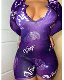 Women Plus Size One-Piece Clothes Printed Sexy Homewear One-Piece Pajamas