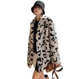 Women Dalmatian Coat Marten Overcoats Imitated Mink Leopard Print Women