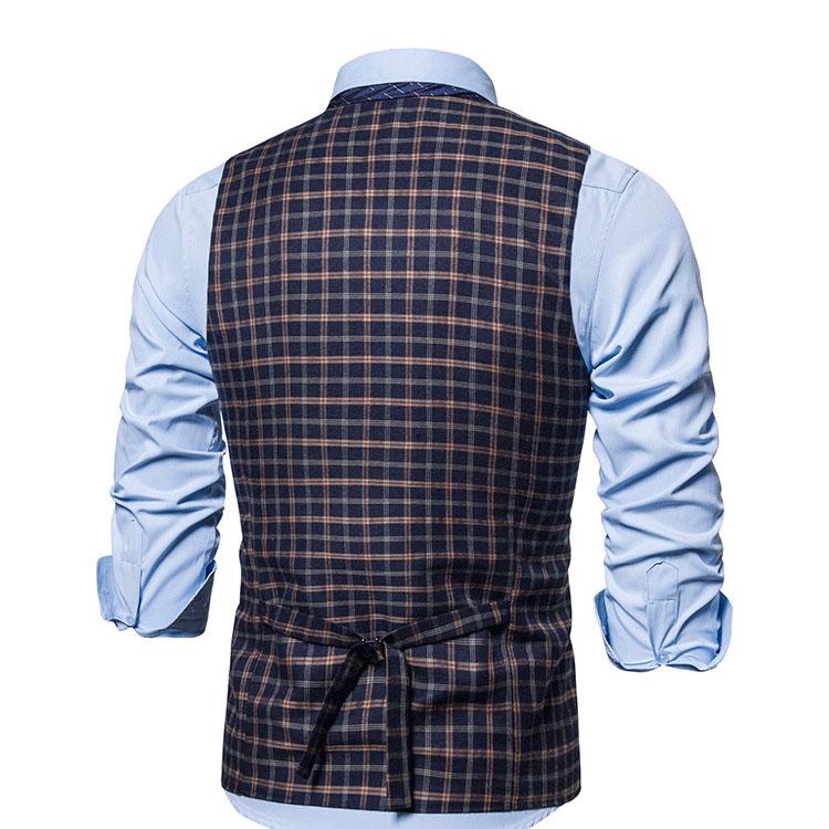 Tuxedo Vests Men Suit Vest European and American Fashion Plaid Vest Personality Fashion