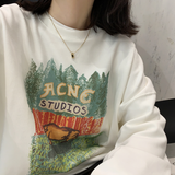 Diana Harvard Sweatshirt Autumn Calf Cartoon Letter Print