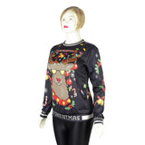Ugly Christmas Sweater Reindeer Digital Printing Round-Neck Pullover