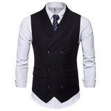 Tuxedo Vests Men Suit Vest Autumn Men's Casual Solid Color Double Breasted Vest Suit