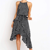 Beth Dutton Yellowstone Dresses Summer Spring Midi Dresses Polka-Dot Self-Tie Irregular Women's Dress