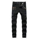 Men's Pleated Slim Fit Biker Jeans Biker Pleated Stretch Tapered Casual Pants Men's Slim Fit Cargo Pants
