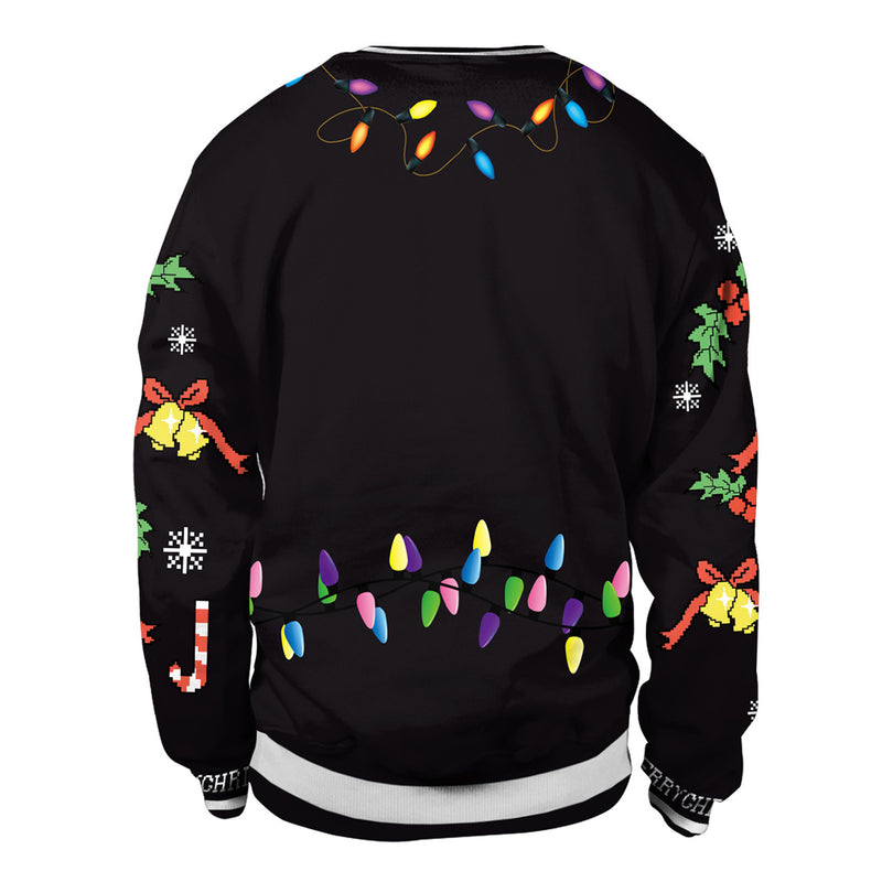 Ugly Christmas Sweater Reindeer Digital Printing Round-Neck Pullover