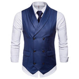 Tuxedo Vests Men Suit Vest Autumn Men's Casual Solid Color Double Breasted Vest Suit