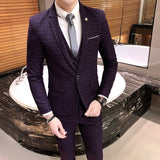 Seersucker Suit Men's Three-Piece Suit