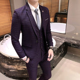 Seersucker Suit Men's Three-Piece Suit