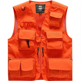 Men Utility Vest Work Zipper Tactical Work Vest Slim Pocket Jacket Vest Men's Outdoor Multi-Pocket