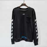 Off White Sweatshirts Long Sleeve round Neck Sweater Ow Autumn and Winter plus Size Loose Men's Clothing Striped Sweater for Men