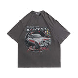 Blackair T Shirt Vintage Summer Short Sleeve Car Print T-shirt