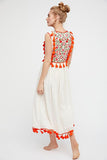 Women Dresses Bohemian Embroidered Floral Sleeveless Vest Dress Maxi Dress