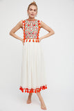 Women Dresses Bohemian Embroidered Floral Sleeveless Vest Dress Maxi Dress
