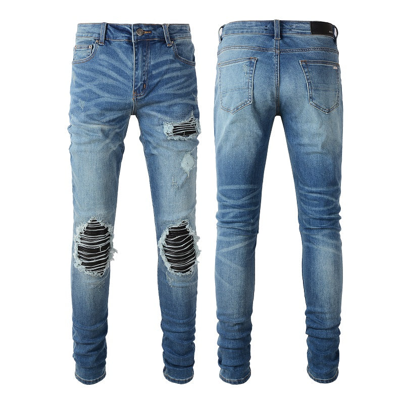 Amiri Jeans Casual Hip Hop Wash Splash-Ink Painted Slim Jeans Casual Fashionable 6520