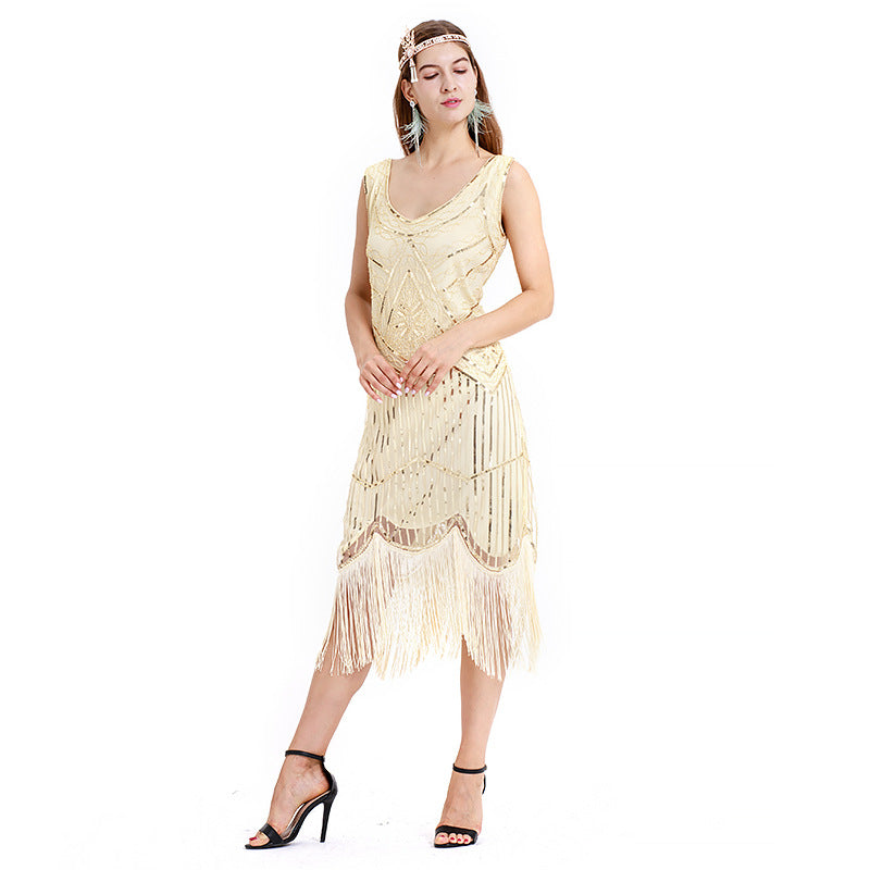 The Great Gatsby Dresses Vintage Sequined Tassel Dress Beaded