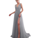 Semi Formal Dresses for Wedding Women's Clothing Split Sexy V-neck Exposed Formal Dress