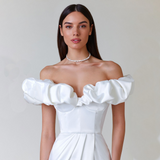 Mariah Carey Dress High Slit Dinner Dress Ruffled Dress