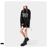 Slogan Graphic Hoodie Autumn and Winter Letters Hooded Loose Sweater