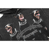 Present Hoodie Doberman Pinscher Printed Distressed Retro Hooded Sweatshirt