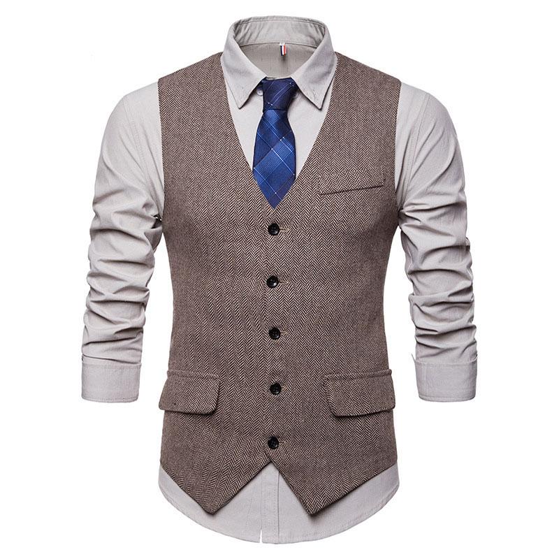 Mens Dress Vests Men's Vest Casual Jacket Business Waistcoat Men's Fall Men's Solid Color Suit Vest