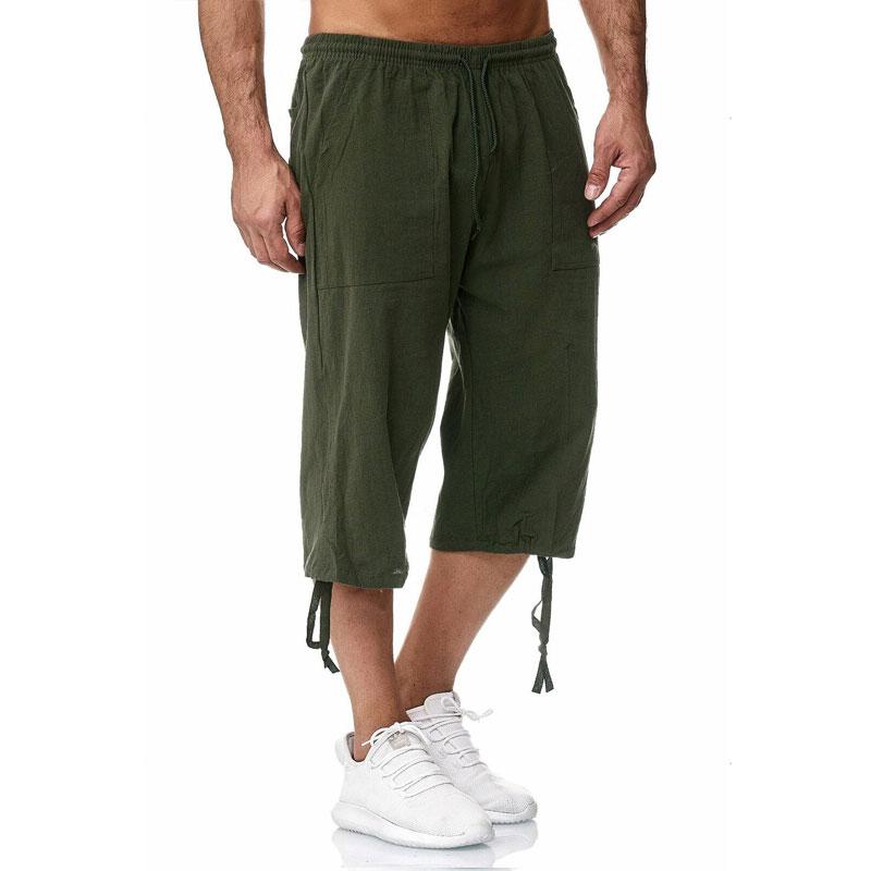 Linen Pants Straight Leg Pants Drawstring Lightweight Elastic Beach Pants Men's Casual Cotton Linen Sweatpants Summer