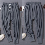 Linen Pants Straight Leg Pants Drawstring Lightweight Elastic Beach Pants Spring and Summer Retro Pants Linen Casual Pants