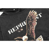 Present Hoodie Represent Wings Eagle Printed Distressed Casual Hooded Bathroom