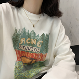 Diana Harvard Sweatshirt Autumn Calf Cartoon Letter Print